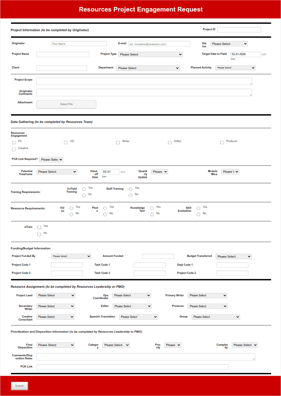 Project Resource Request Form Template | Jotform