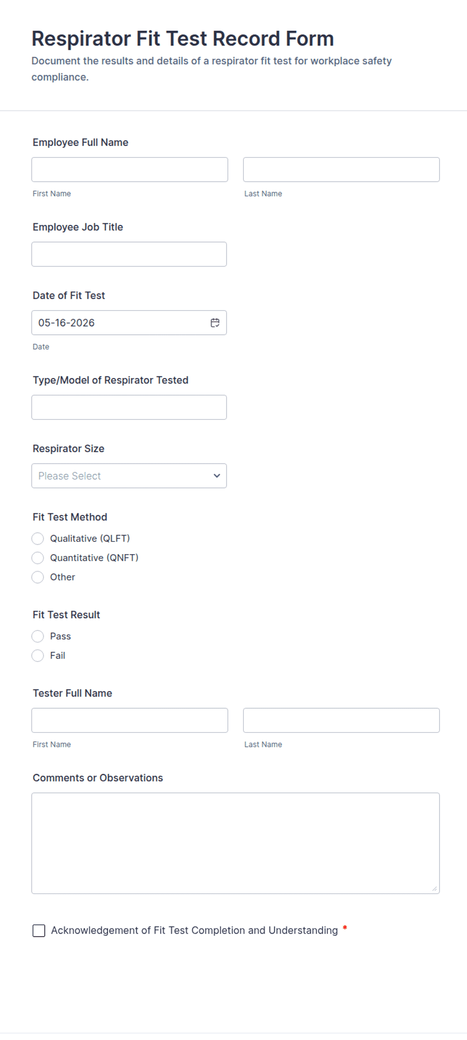 Monthly Respirator Inspection Form Fill And Sign Printable Template
