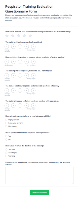Respirator Training Evaluation Form Template