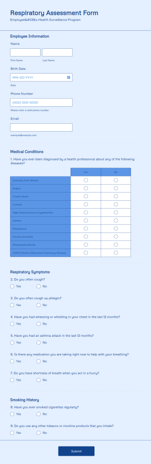 Respiratory Assessment Form Template