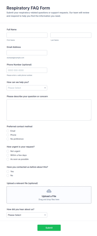 Respiratory FAQ Form Template