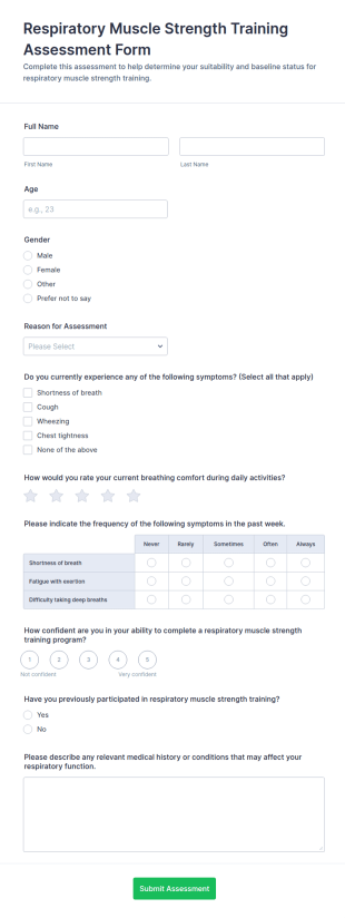 Respiratory Muscle Strength Training Assessment Form Template