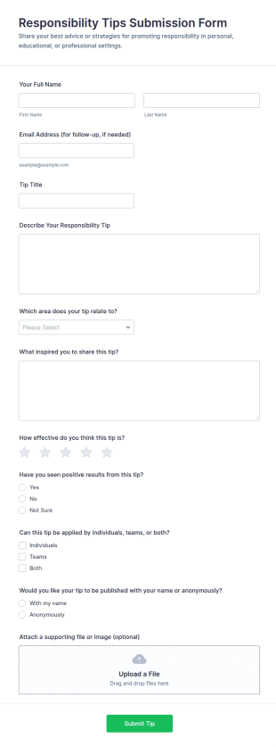 Responsibility Tips Submission Form Template