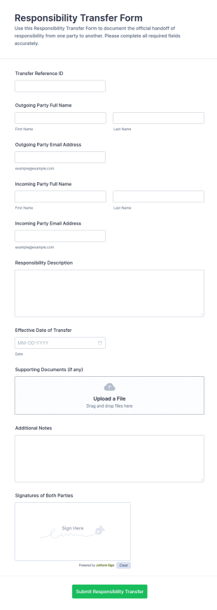 Responsibility Transfer Form Template