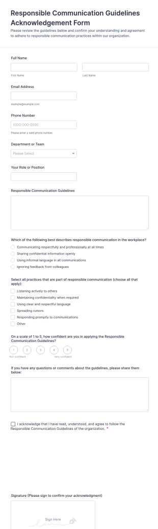 Responsible Communication Guidelines Acknowledgement Form Template