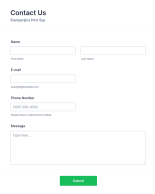 Responsive Contact Form Štamparijica Default Theme