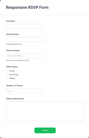 Responsive RSVP Form Template