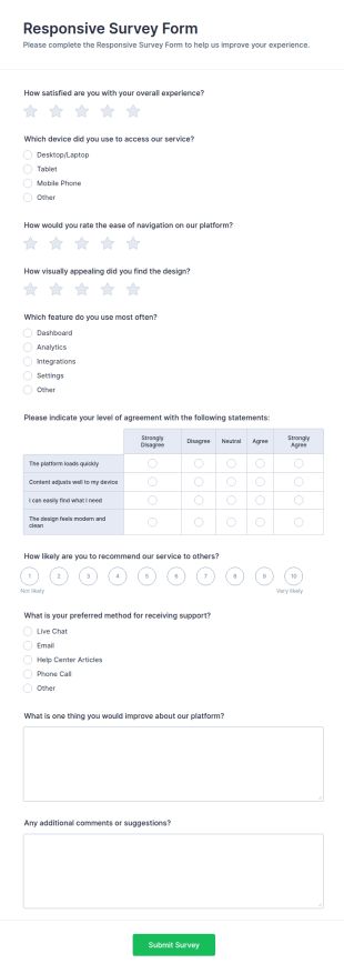 Responsive Survey Form Template