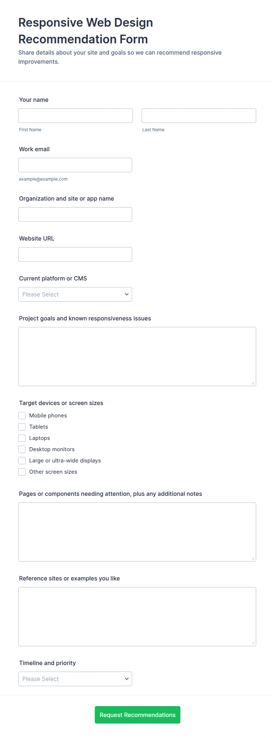 Reference Request Table Template Example Responsive Web Design Recommendation Request Form Template | Jotform