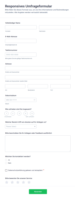 Responsives Umfrageformular