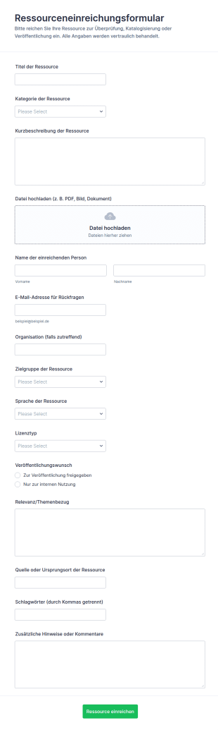 Ressourcenübermittlungsformular