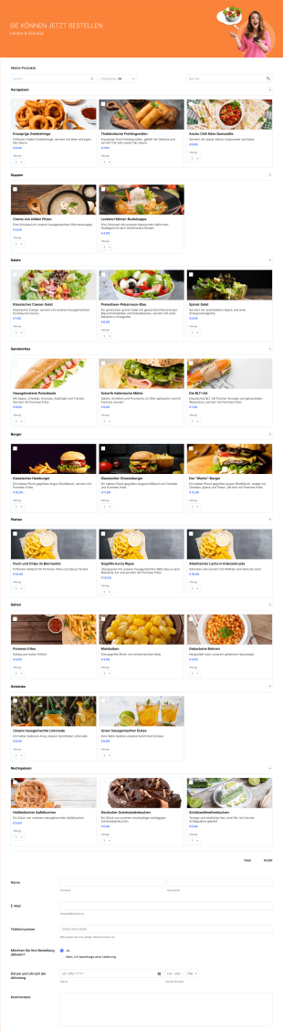 Restaurant Bestellformular Form Template