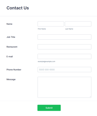 Restaurant Contact Form Template