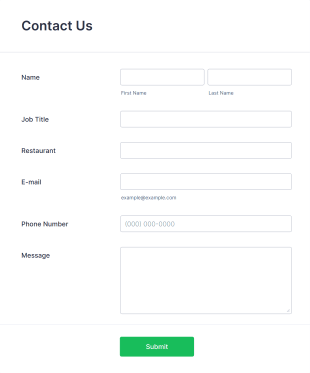 Restaurant Contact Form Template
