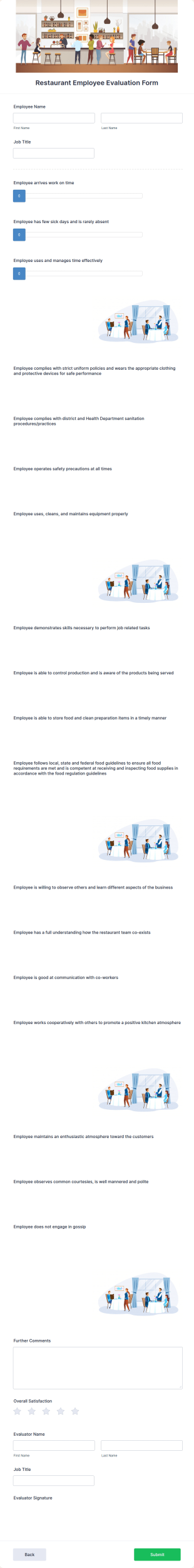 Restaurant Employee Evaluation Form Template