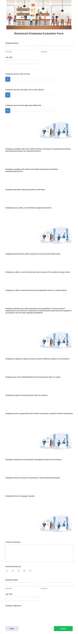 Restaurant Employee Evaluation Form Template