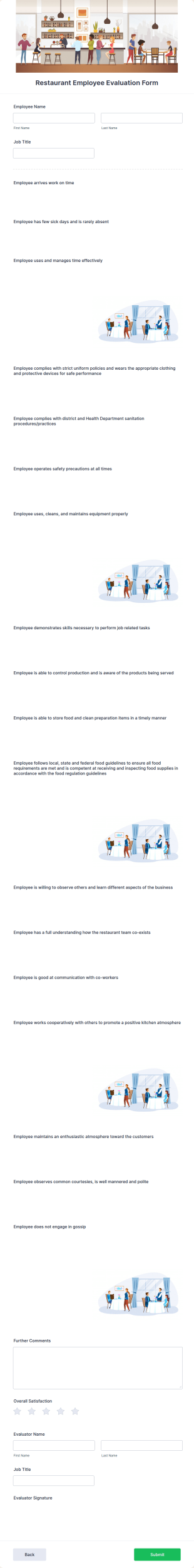 Restaurant Employee Evaluation Form Template