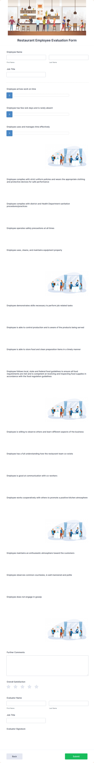 Restaurant Employee Evaluation Form Template