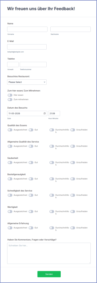 Restaurant Feedback Formular