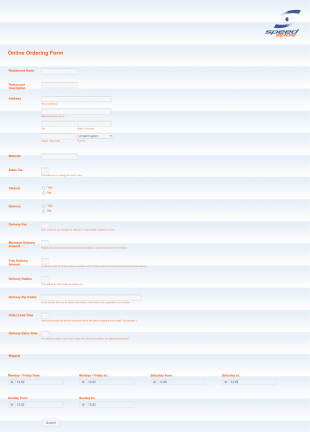 Restaurant Online Registration Form Template