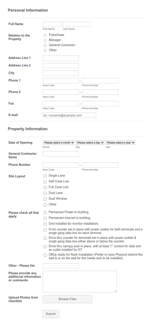 Restaurant Pos Installation Form Template
