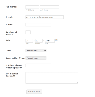 Restaurant Reservation Form 2