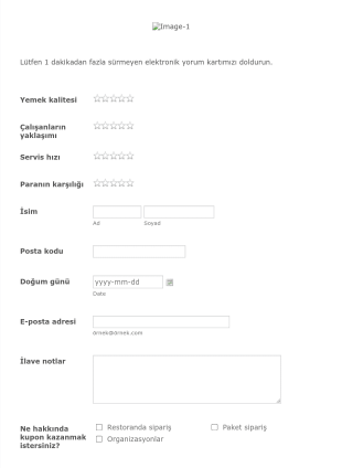 Restoran Geri Bildirim Formu Abc Form Şablonu