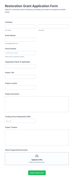Restoration Grant Application Form Template