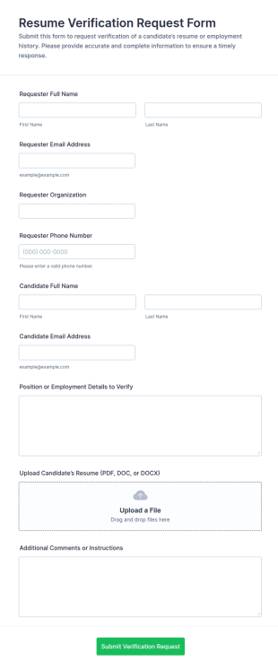 Resume Verification Request Form Template