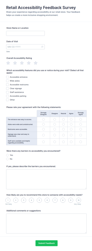 Retail Accessibility Feedback Form Template