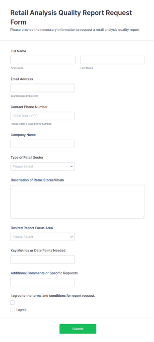Retail Analysis Quality Report Request Form Template