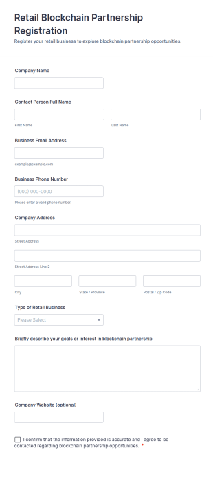 Retail Blockchain Partnership Registration Form Template