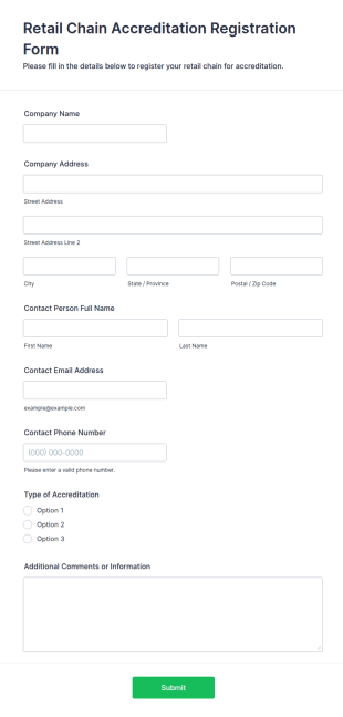 Retail Chain Accreditation Registration Form Template
