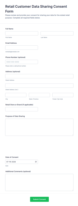 Retail Customer Data Sharing Consent Form Template