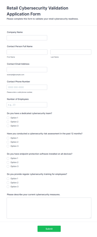 Retail Cybersecurity Validation Application Form Template