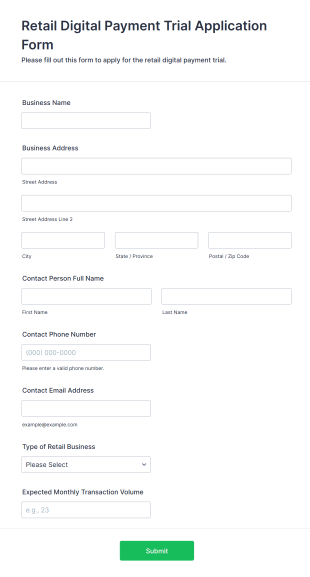 Retail Digital Payment Trial Application Form Template