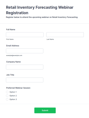 Retail Inventory Forecasting Webinar Registration Form Template