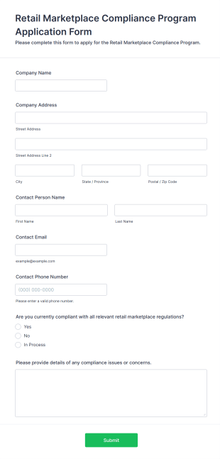 Retail Marketplace Compliance Program Application Form Template