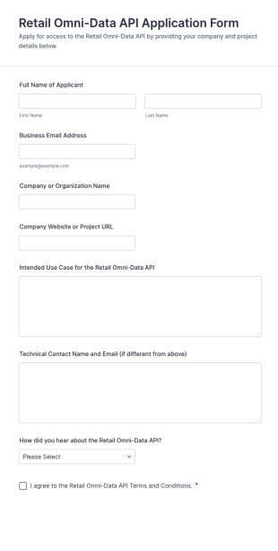 Retail Omni Data API Application Form Template