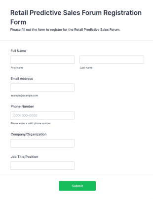 Retail Predictive Sales Forum Registration Form Template