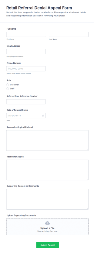 Retail Referral Denial Appeal Form Template