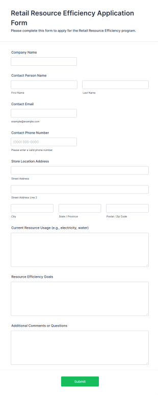 Retail Resource Efficiency Application Form Form Template