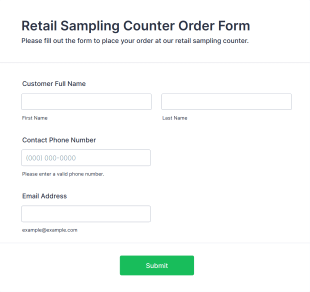 Retail Sampling Counter Order Form Template