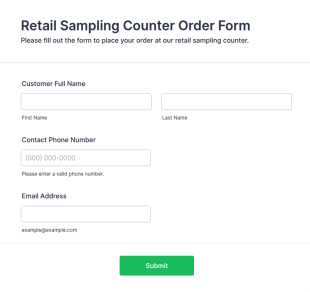 Retail Sampling Counter Order Form Template