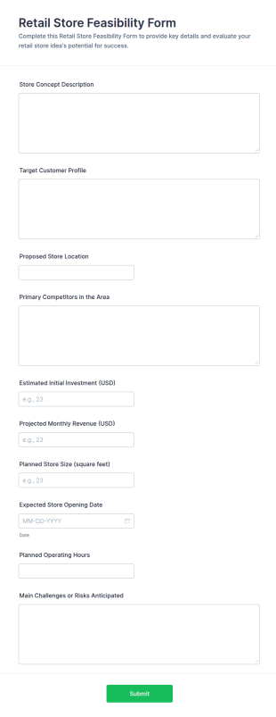 Retail Store Feasibility Form Template