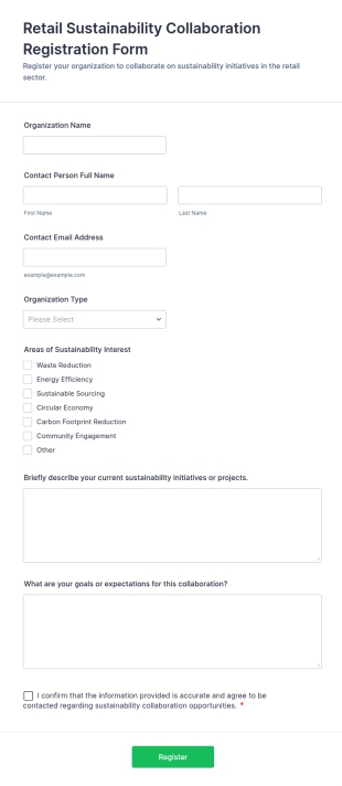Retail Sustainability Collaboration Registration Form Template