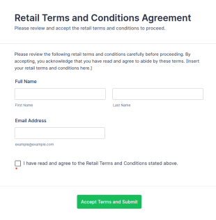 Retail Terms And Conditions Agreement Form Template