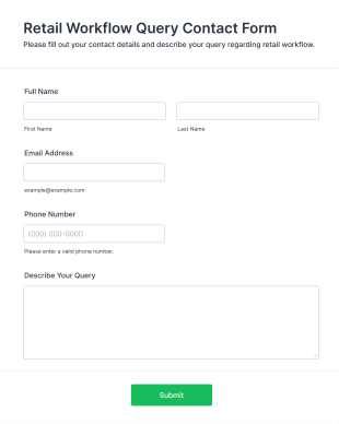 Retail Workflow Query Contact Form Template