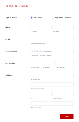 Retailer Application Form Template