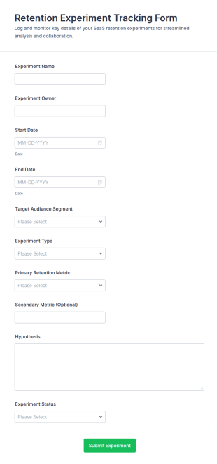 Retention Experiment Tracking Form Template